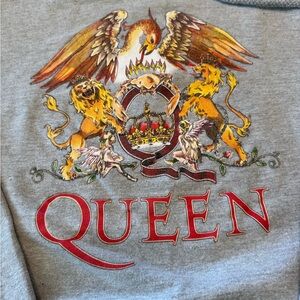 Queen Band Grey Crewneck Sweatshirt with Red QUEEN Graphic